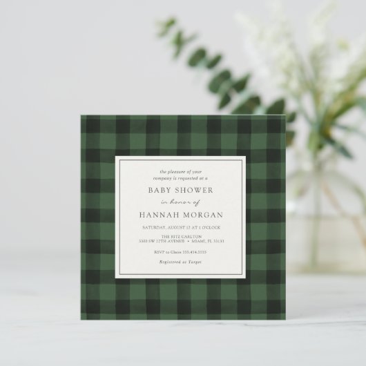 Invitation au Baby shower de Buffalo Vert (Debout devant)