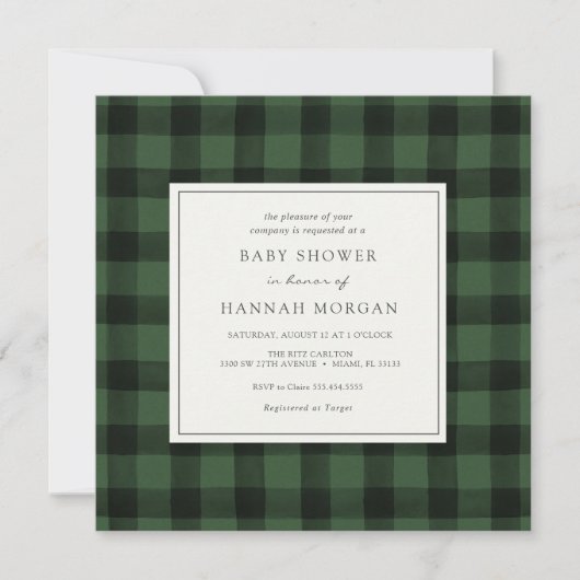 Invitation au Baby shower de Buffalo Vert (Devant)