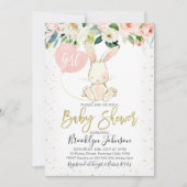 Invitation au Baby shower de Bunny de fleurs de fi (Devant)