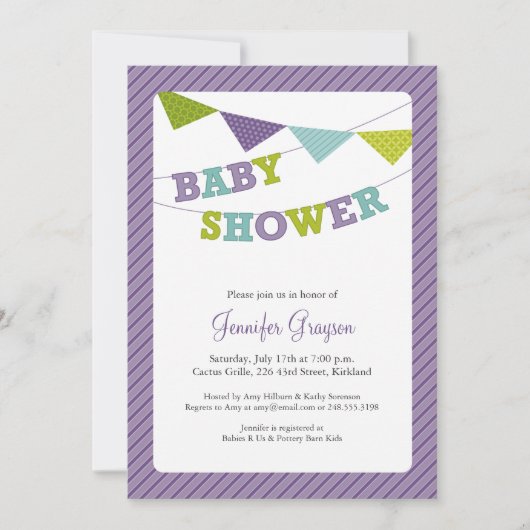 Invitation au Baby shower de Bunting pour bébé en  (Devant)