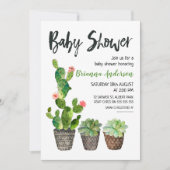 Invitation au Baby shower de Cactus pointillé (Devant)