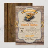 Invitation au baby shower de camion de vidange. Ré (Devant / Derrière)