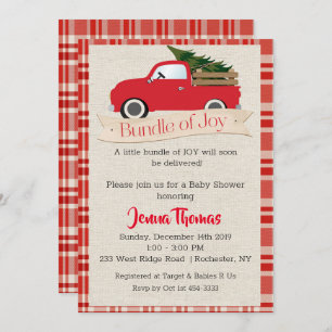 Invitation au Baby shower de camion rouge