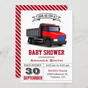 Invitation au Baby shower de camion rouge