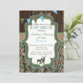 Invitation au Baby shower de Camo Green Blue (Debout devant)