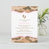 Invitation au Baby shower de camouflage Brown et r (Debout devant)