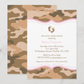 Invitation au Baby shower de camouflage Brown et r (Devant / Derrière)