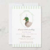 invitation au baby shower de canard de colard vert (Devant)