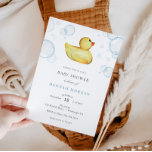 Invitation au Baby shower de canard en caoutchouc<br><div class="desc">Invitation baby shower avec aquarelle Roubber canky et bulles de bain. Personnalisez avec vos informations ou cliquez sur "cliquer pour customiser plus loin" pour ajuster le type de police,  la taille,  la couleur.</div>