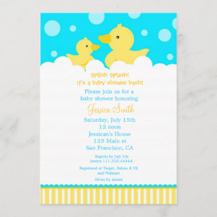 Invitation au Baby shower de canard en caoutchouc