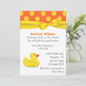 Invitation au Baby shower de canard jaune Whimsica (Debout devant)