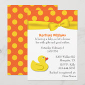 Invitation au Baby shower de canard jaune Whimsica (Devant / Derrière)