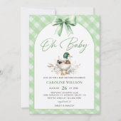 Invitation au Baby shower de canard vert Mallard (Devant)
