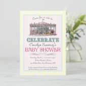 Invitation au Baby shower de carrousel Vintage (Debout devant)
