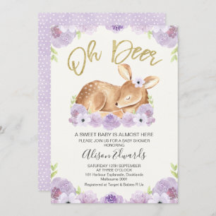 Invitation au Baby shower de cerfs de Lilac