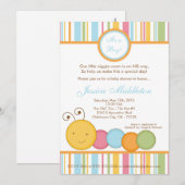 Invitation au Baby shower de chenilles de printemp (Devant / Derrière)