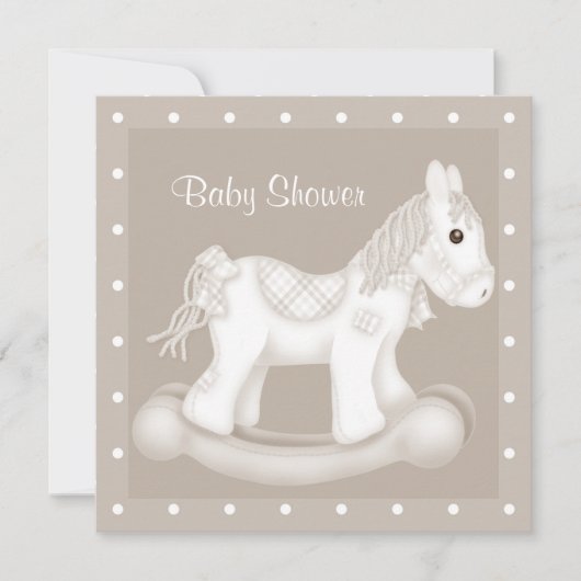 INVITATION AU BABY SHOWER DE CHEVAL NEUTRE ROCKING (Devant)
