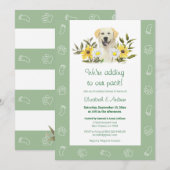 Invitation au Baby shower de chien vert jaune du L (Devant / Derrière)