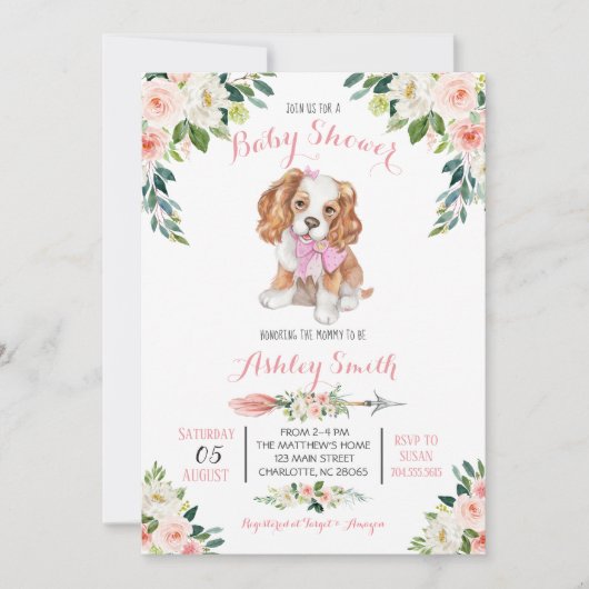 Invitation au Baby shower de chiots, (Devant)