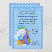 Invitation au Baby shower de cigogne (Devant / Derrière)