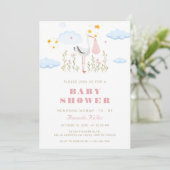 Invitation au Baby shower de cigogne (Debout devant)