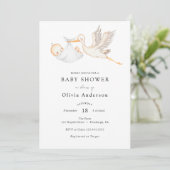 Invitation au Baby shower de cigogne (Debout devant)