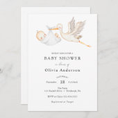 Invitation au Baby shower de cigogne (Devant / Derrière)