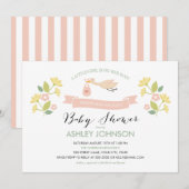 Invitation au Baby shower de cigogne (Devant / Derrière)