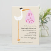 Invitation au Baby shower de cigogne moderne - Fil (Debout devant)