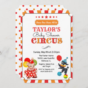 Invitation au Baby shower de cirque vintage