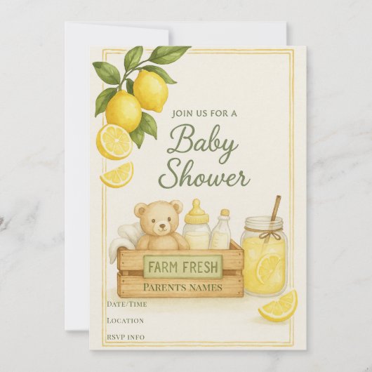 Invitation au Baby shower de citron (Devant)