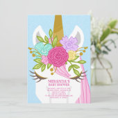 Invitation au Baby shower de clôture Unicorn (Debout devant)