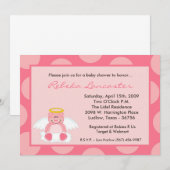 Invitation au Baby shower de cochon de poule rose (Devant / Derrière)