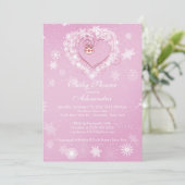 Invitation au Baby shower de coeur des flocons d'h (Debout devant)