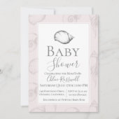 Invitation au Baby shower de coquillages doux (Devant)