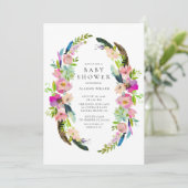 Invitation au Baby shower de couronne de la tribu (Debout devant)