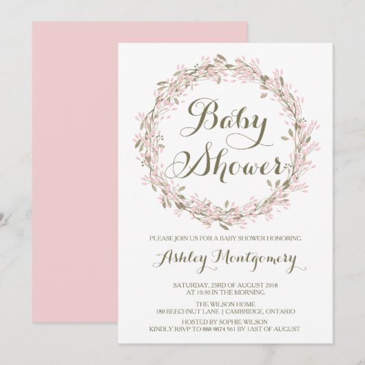 Invitation au Baby shower de couronne d'hiver (Devant / Derrière)