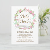 Invitation au Baby shower de couronne florale (Debout devant)