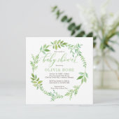 Invitation au Baby shower de couronne verte, BOHO (Debout devant)