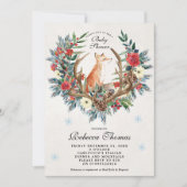 invitation au baby shower de couronnes et renards  (Devant)