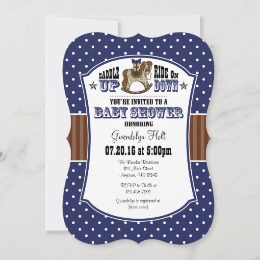 Invitation au Baby shower de Cowboy Brown bleu de (Devant)