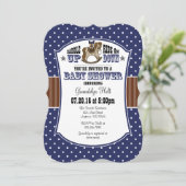 Invitation au Baby shower de Cowboy Brown bleu de (Debout devant)