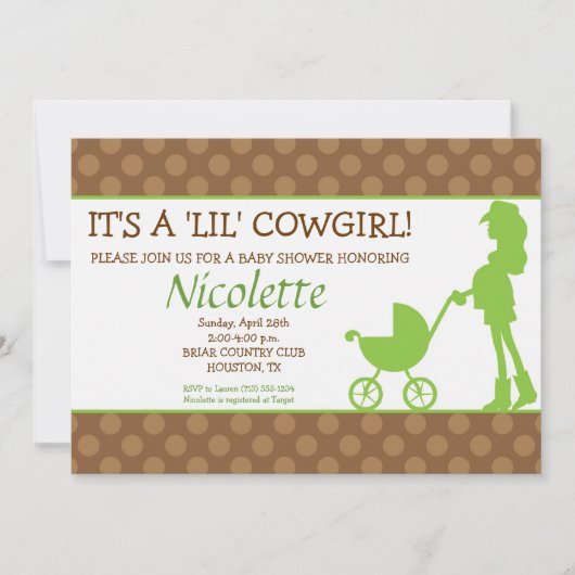 Invitation au Baby shower de Cowgirl (Devant)
