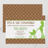 Invitation au Baby shower de Cowgirl (Devant / Derrière)