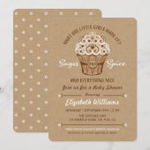 Invitation au Baby shower de Cupcake de sucre et d (Devant / Derrière)