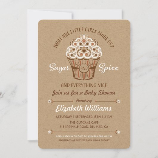 Invitation au Baby shower de Cupcake de sucre et d (Devant)