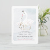 Invitation au Baby shower de cygne doux avec huile (Debout devant)