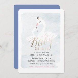 Invitation au Baby shower de cygne doux avec huile