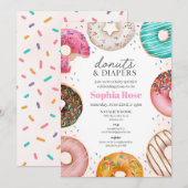 Invitation au Baby shower de Donut arrosé pour une (Devant / Derrière)