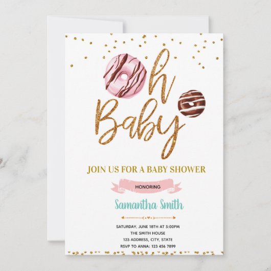 Invitation au baby shower de donut de parties scin (Devant)